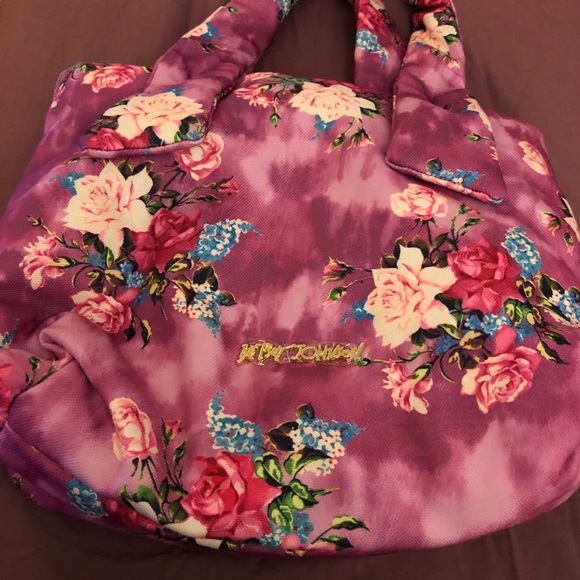 Betsey Johnson Pillow Talk Purple Multicolored Floral Oversized Tote NWT - Picture 9 of 12
